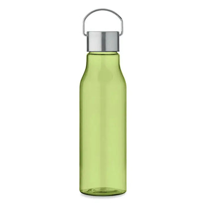 Flacon RPET cu capac PP 600 ml verde lime translucid cu capac metalic argintiu si maner