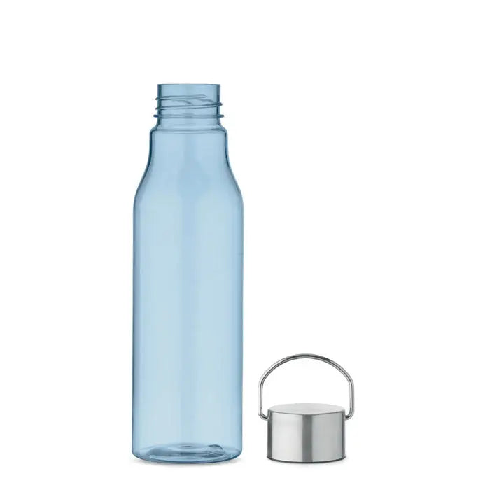 Flacon rpet cu capac pp 600 ml transparent albastru deschis cu capac metalic argintiu si maner integrat