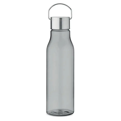Flacon rpet de 600 ml din plastic gri translucid cu capac metalic argintiu și mâner din pp