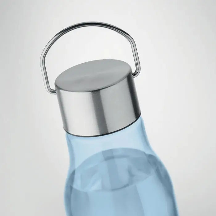 Flacon rpet 600 ml albastru deschis translucid cu capac pp din inox si maner integrat pentru hidratare eficienta
