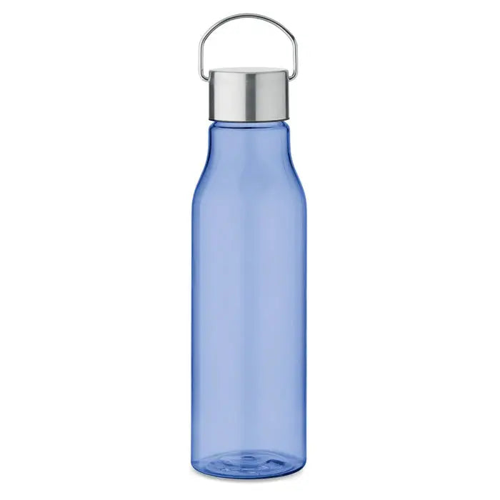 Flacon rpet cu capac pp 600 ml albastru transparent cu capac metalic argintiu si maner pentru apa
