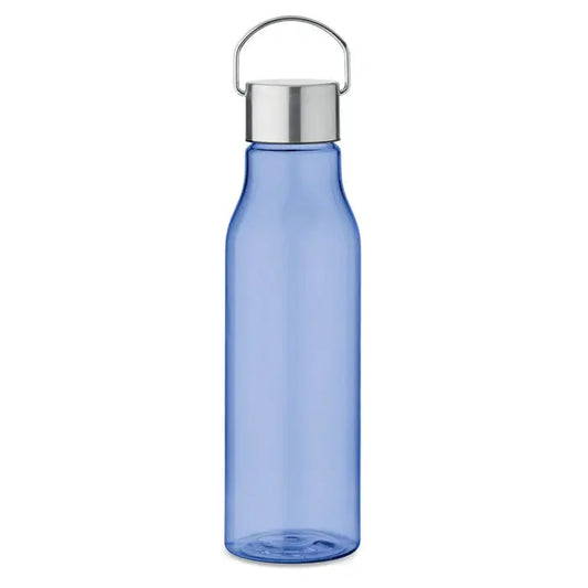 Flacon rpet cu capac pp 600 ml albastru transparent cu capac metalic argintiu si maner pentru apa