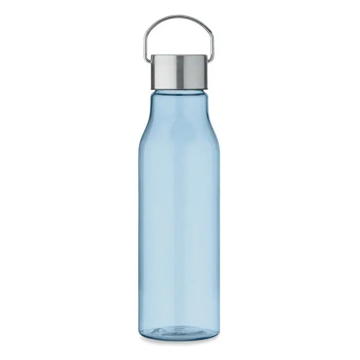 Flacon rpet cu capac pp 600 ml, sticla de apa translucida, albastru deschis, cu capac si maner metalic argintiu
