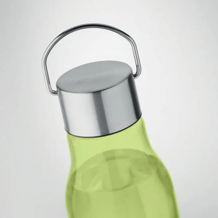 Flacon rpet de 600 ml verde lime translucid cu capac metalic argintiu lucios si maner