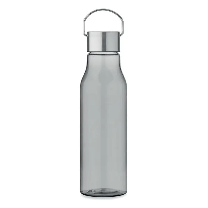 Flacon rpet transparent gri cu capac metalic argintiu si maner pp 600 ml pentru apa si bauturi