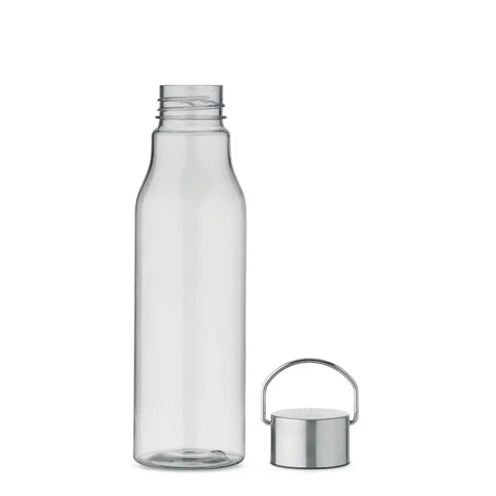 Flacon rpet transparent cu capac argintiu din pp de 600 ml cu maner integrat si corp cilindric elegant