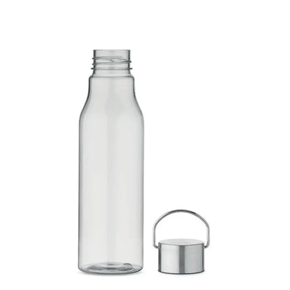 Flacon rpet transparent cu capac argintiu din pp de 600 ml cu maner integrat si corp cilindric elegant
