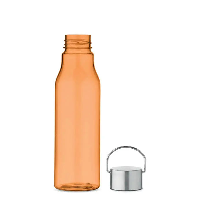 Flacon rpet transparent portocaliu cu capac pp argintiu si maner integrat 600 ml pentru apa sau bauturi