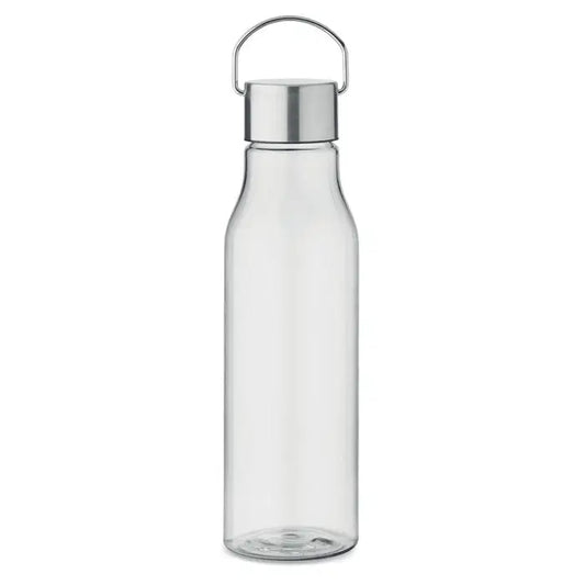 Flacon rpet transparent cu capac argintiu din metal si maner din plastic pp 600 ml pentru apa