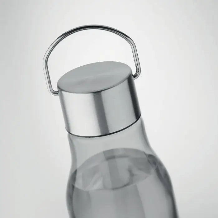 Flacon rpet 600 ml transparent cu capac pp argintiu si maner metalic pentru apa clara