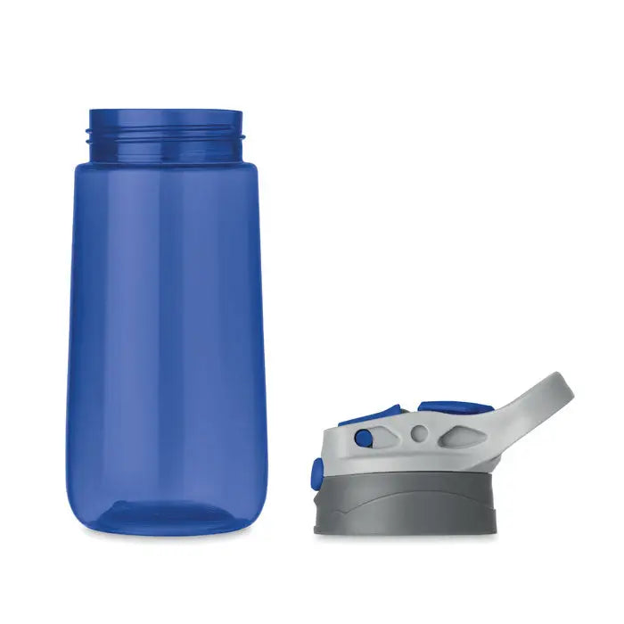 Sticlă de apă flacon tritan 450 ml albastru transparent cu capac sport gri și albastru din plastic tritan