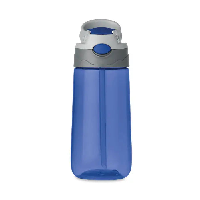 Flacon tritan 450 ml sticlă de apă din plastic albastru translucid cu capac rabatabil gri și albastru
