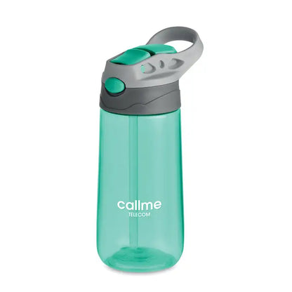 Sticlă de apă translucida teal din plastic tritan, 450 ml, cu capac flip-top și buclă integrată de transport