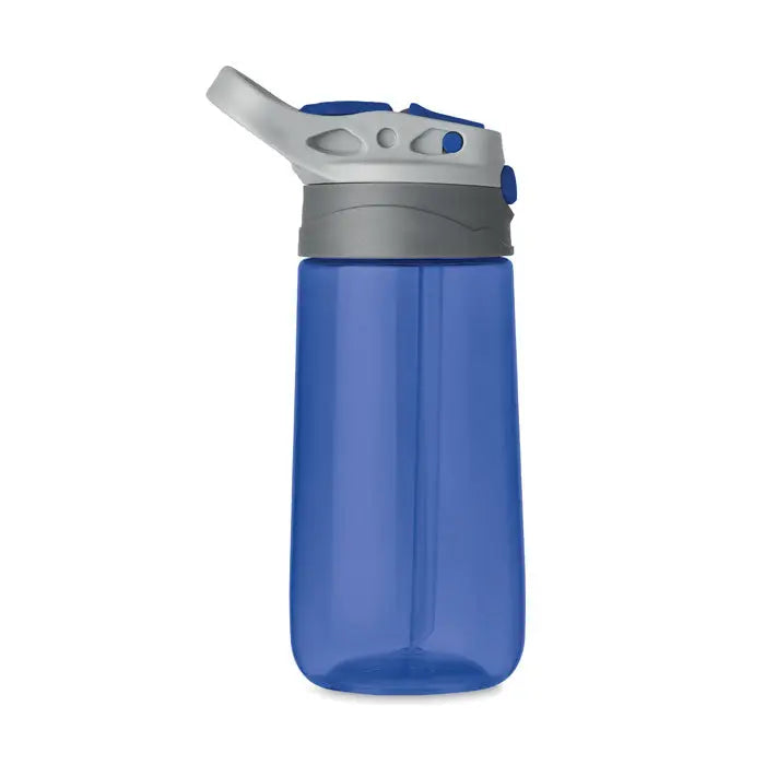 Flacon tritan 450 ml sticla de apa albastra din plastic cu capac flip-top gri si albastru si maner integrat