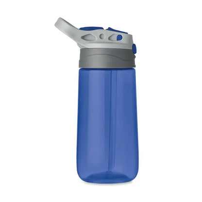 Flacon tritan 450 ml sticla de apa albastra din plastic cu capac flip-top gri si albastru si maner integrat