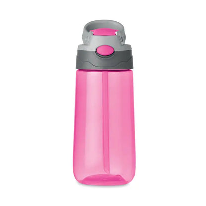 Sticlă de apă roz translucidă din plastic tritan cu capac gri și roz cu pai flacon tritan 450 ml