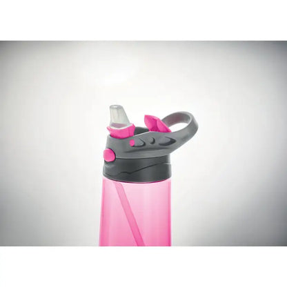 Sticlă de apă tritan roz translucid cu capac gri roz și mâner integrat flacon tritan 450 ml