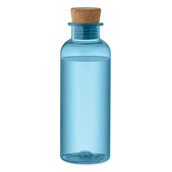 Flacon tritan renew 500 ml sticla transparenta albastra din plastic cu dop natural de pluta