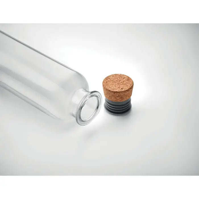 Sticlă transparentă flacon tritan renew 500 ml cu dop natural din plută și garnitură din cauciuc gri