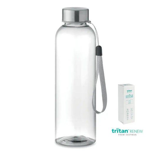 Flacon tritan renew 500 ml sticlă transparentă cu capac argintiu și curea texturată gri pentru apă