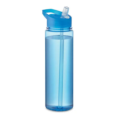 Flacon tritan renew 650 ml sticla de apa din plastic albastru translucid cu capac pliabil si pai integrat
