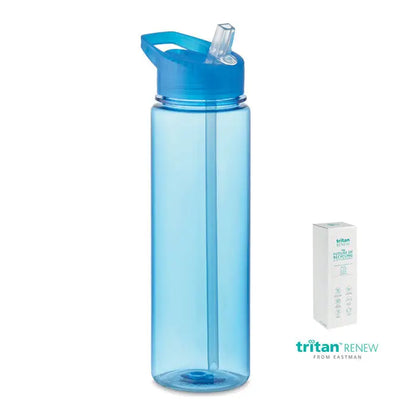 Flacon tritan renew 650 ml albastru translucide din Tritan cu capac și pai asortat pentru hidratare eficientă