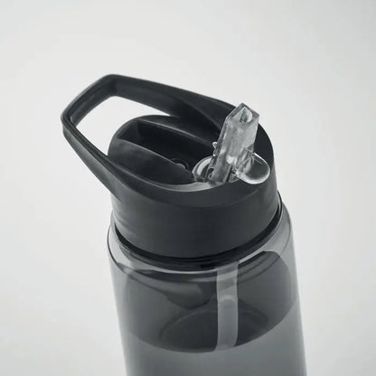 Flacon tritan renew 650 ml sticla de apa din plastic negru translucid cu capac negru si pai transparent