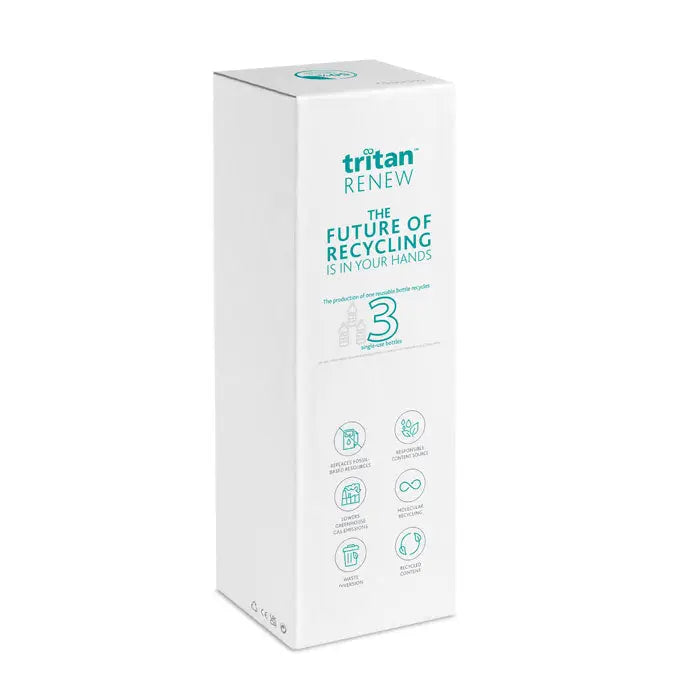 Cutie albă dreptunghiulară pentru sticle de apă reutilizabile tritan renew 800 ml cu branding teal ecologic