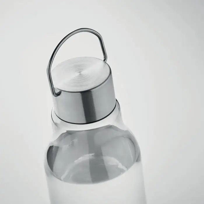 Sticla transparenta pentru apa flacon tritan renew 800 ml cu capac si maner din otel inoxidabil periat