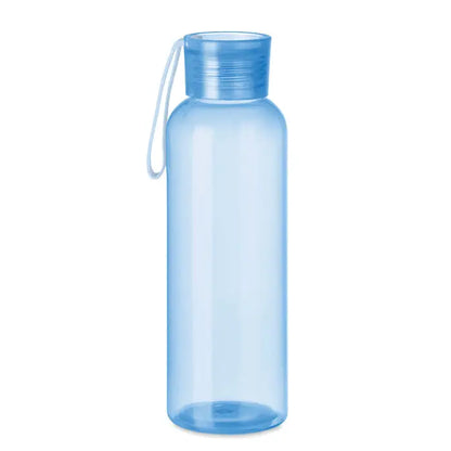 Flacon tritan si cuier 500ml apă sticlă plastic albastru deschis translucent cu capac filetat și buclă albă transport