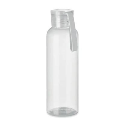 Flacon tritan transparent cu capac gri translucid si bucla integrata pentru transport 500ml