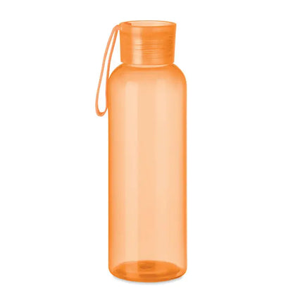 Flacon tritan transparent portocaliu de 500ml cu capac filet si agatator integrat pentru hidratare usoara
