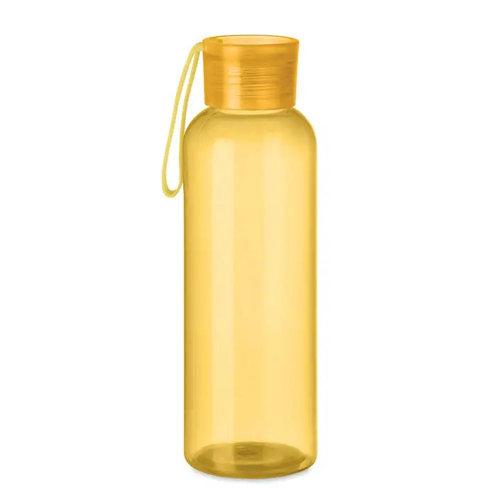 Flacon tritan transparent galben de 500ml cu capac infiletabil si snur de prindere deschis la culoare