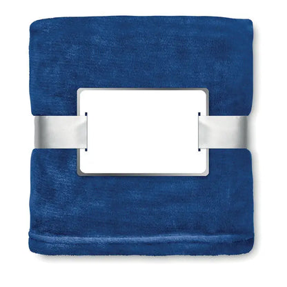 Flanel pătură albastru royal plush cu suprafață moale și fundiță argintie decorativă legată la centru