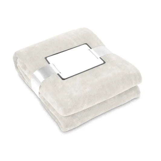 Flanel patura beige moale cu textura catifelata si margini bine finisate pentru confort si caldura