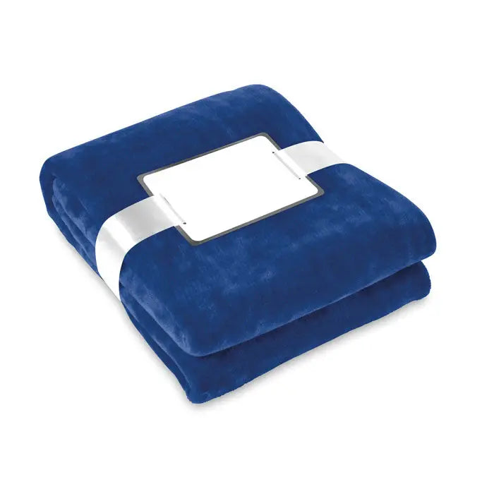 Flanel patura albastru regal cu textura moale plusata si margini ingrijit pliate