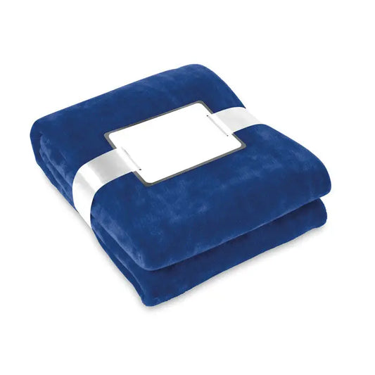 Flanel patura albastru regal cu textura moale plusata si margini ingrijit pliate
