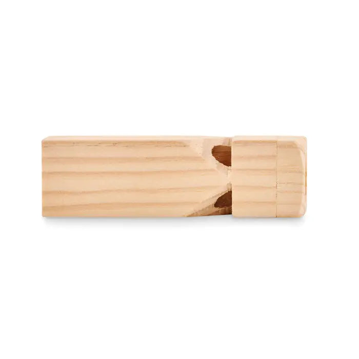 Fluier de tren din lemn deschis la culoare cu design simplu si neted si textura naturala a fibrei lemnului