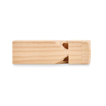 Fluier de tren din lemn deschis la culoare cu design simplu si neted si textura naturala a fibrei lemnului