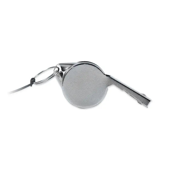 Fluier metalic silver metallic whistle with key ring attachment for easy carrying and use