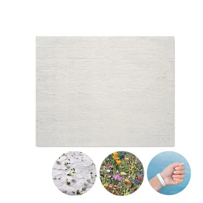 Foaie de bratari din hartie de seminte alba cu textura dreptunghiulara si model lemn orizontal