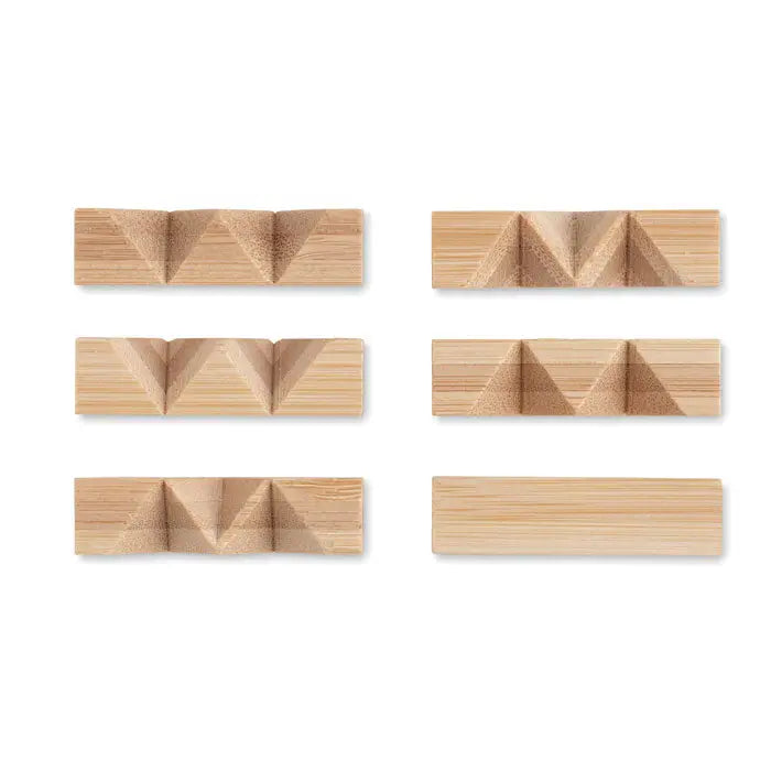 Set de șase mânere pentru sertare din bambus maro deschis cu design geometric inspirat de piramidă pentru Forma de stea