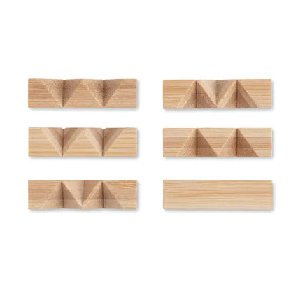 Set de șase mânere pentru sertare din bambus maro deschis cu design geometric inspirat de piramidă pentru Forma de stea