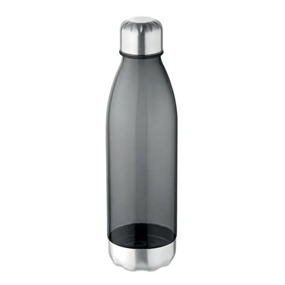 O sticla de apa forma lapte din otel inoxidabil de 600 ml, gri inchis translucid cu capac si baza argintii
