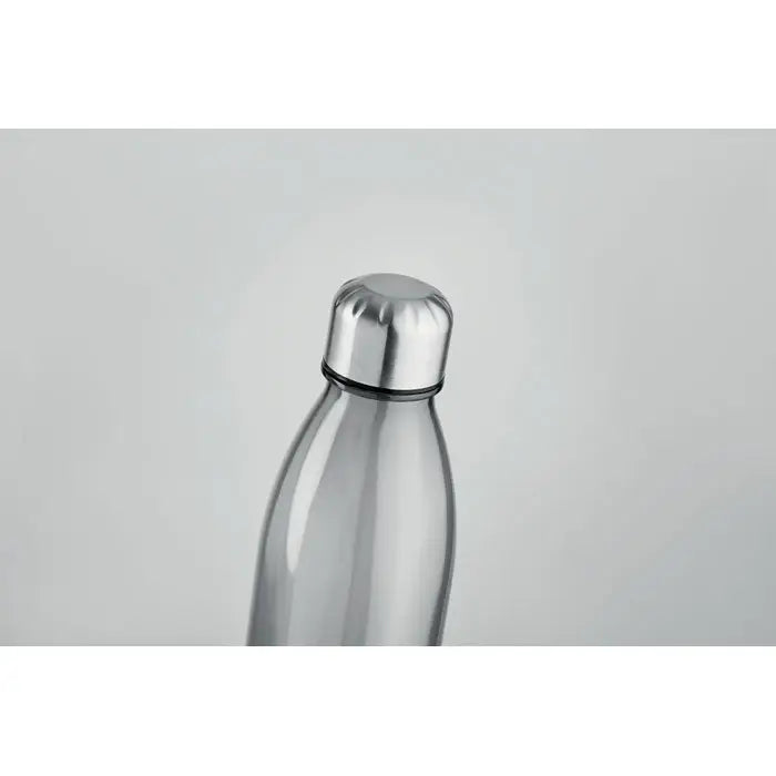 Sticlă forma lapte de 600 ml din sticlă transparentă cu capac metalic argintiu elegant