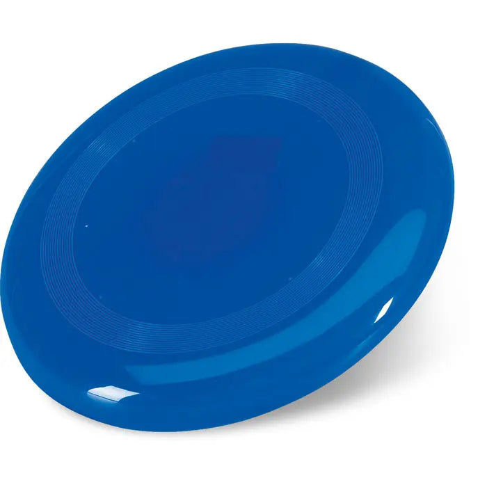 Frisbee din plastic albastru regal vibrant cu dungi circulare concentrice, diametru 23 cm