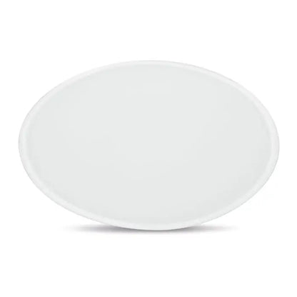 Farfurie ceramica pliabila alba ovală cu finisaj lucios inclusa in husa pentru frisbee pliabil