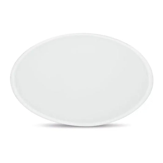Farfurie ceramica pliabila alba ovală cu finisaj lucios inclusa in husa pentru frisbee pliabil