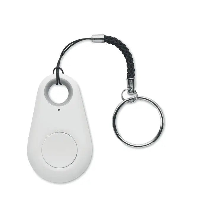 Gasitor cheie alb din plastic cu buton circular si snur impletit negru pentru chei