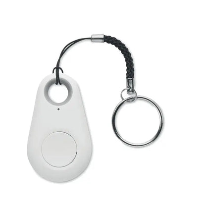 Gasitor cheie alb din plastic cu buton circular si snur impletit negru pentru chei
